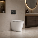 R&T Frameless Inwall Concealed Cistern with Rimless Tornado Wall Faced Toilet Pan & Push Button 580x360x420mm - Gloss White