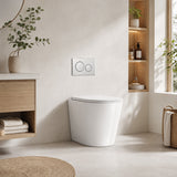 R&T Frameless Inwall Concealed Cistern with Rimless Tornado Wall Faced Toilet Pan & Push Button 580x360x420mm - Gloss White