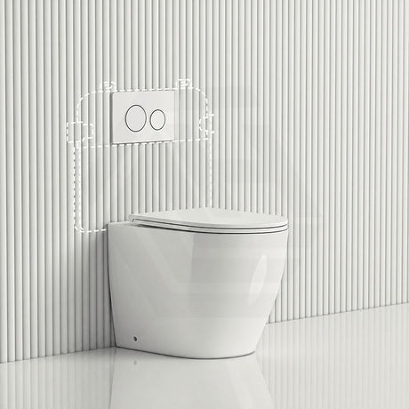R&T Frameless Inwall Concealed Cistern with Tornado Rimless Wall Faced Toilet Pan with Push Button VORTEX Flushing 400x570x360mm
