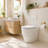 R&T Frameless Inwall Concealed Cistern with Tornado Rimless Wall Faced Toilet Pan with Push Button VORTEX Flushing 400x570x360mm