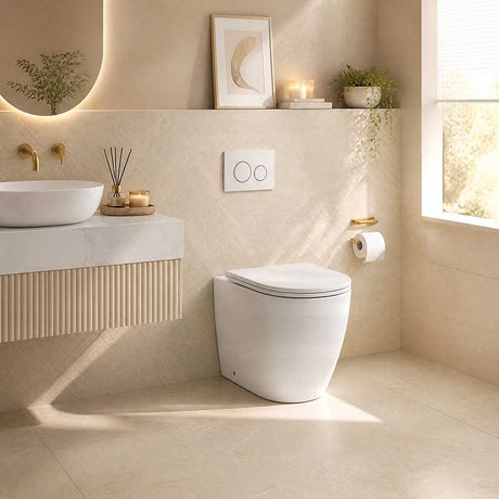 R&T Frameless Inwall Concealed Cistern with Tornado Rimless Wall Faced Toilet Pan with Push Button VORTEX Flushing 400x570x360mm