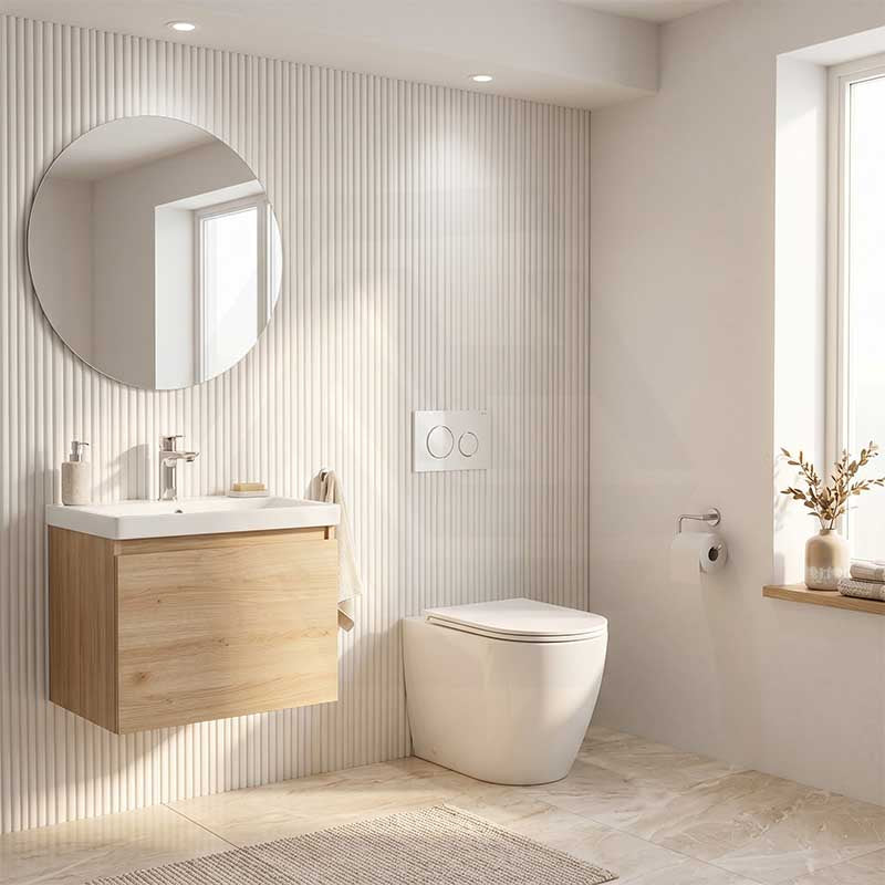 R&T Frameless Inwall Concealed Cistern with Tornado Rimless Wall Faced Toilet Pan with Push Button VORTEX Flushing 400x570x360mm