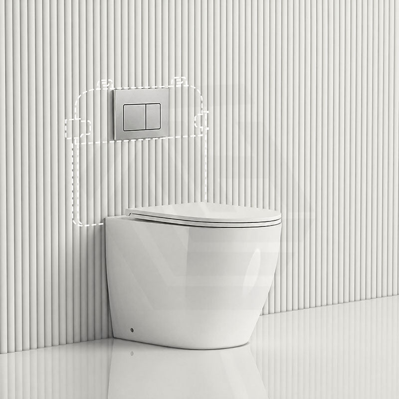 R&T Frameless Inwall Concealed Cistern with Tornado Rimless Wall Faced Toilet Pan with Push Button VORTEX Flushing 400x570x360mm