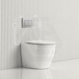 R&T Frameless Inwall Concealed Cistern with Tornado Rimless Wall Faced Toilet Pan with Push Button VORTEX Flushing 400x570x360mm