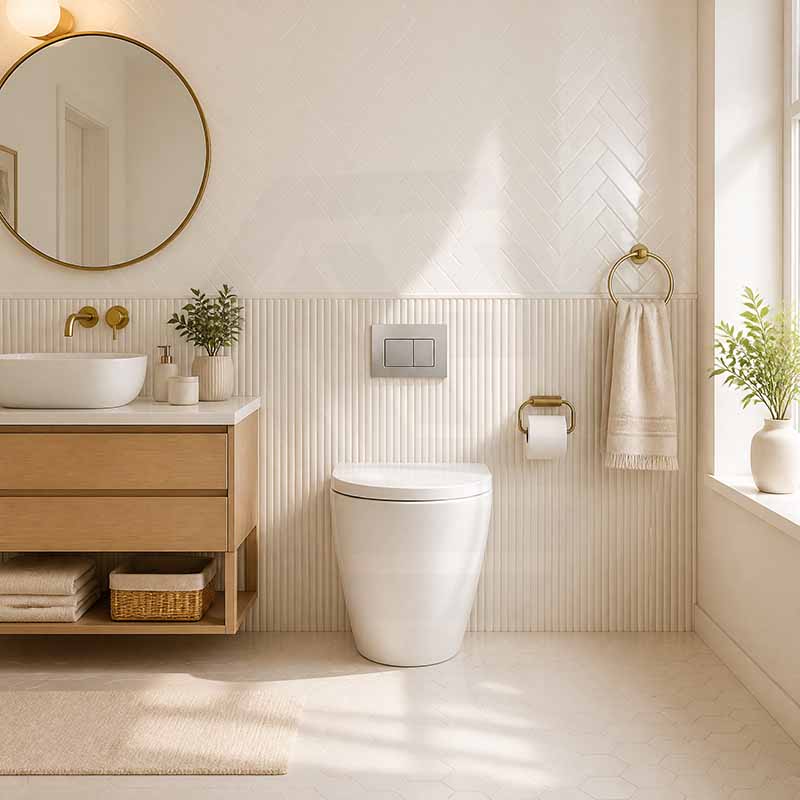 R&T Frameless Inwall Concealed Cistern with Tornado Rimless Wall Faced Toilet Pan with Push Button VORTEX Flushing 400x570x360mm