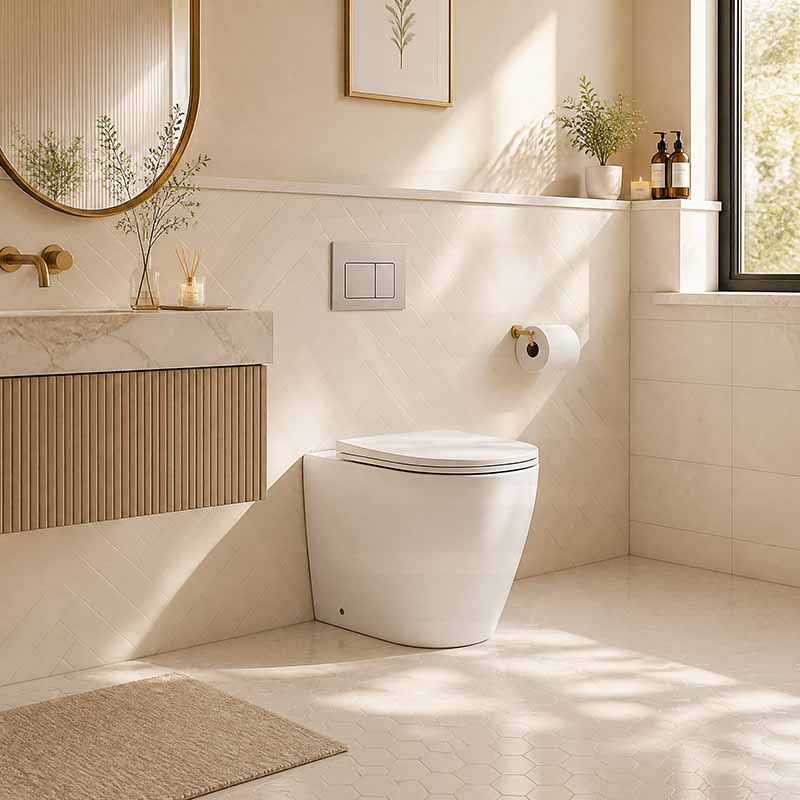 R&T Frameless Inwall Concealed Cistern with Tornado Rimless Wall Faced Toilet Pan with Push Button VORTEX Flushing 400x570x360mm