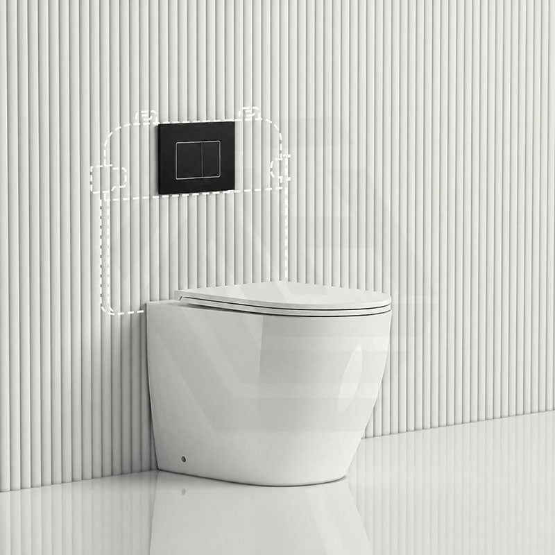 R&T Frameless Inwall Concealed Cistern with Tornado Rimless Wall Faced Toilet Pan with Push Button VORTEX Flushing 400x570x360mm