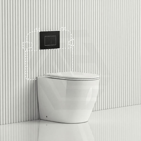R&T Frameless Inwall Concealed Cistern with Tornado Rimless Wall Faced Toilet Pan with Push Button VORTEX Flushing 400x570x360mm