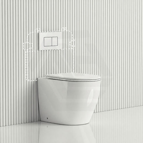 R&T Frameless Inwall Concealed Cistern with Tornado Rimless Wall Faced Toilet Pan with Push Button VORTEX Flushing 400x570x360mm