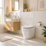 R&T Frameless Inwall Concealed Cistern with Tornado Rimless Wall Faced Toilet Pan with Push Button VORTEX Flushing 400x570x360mm
