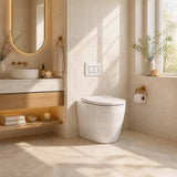 R&T Frameless Inwall Concealed Cistern with Tornado Rimless Wall Faced Toilet Pan with Push Button VORTEX Flushing 400x570x360mm