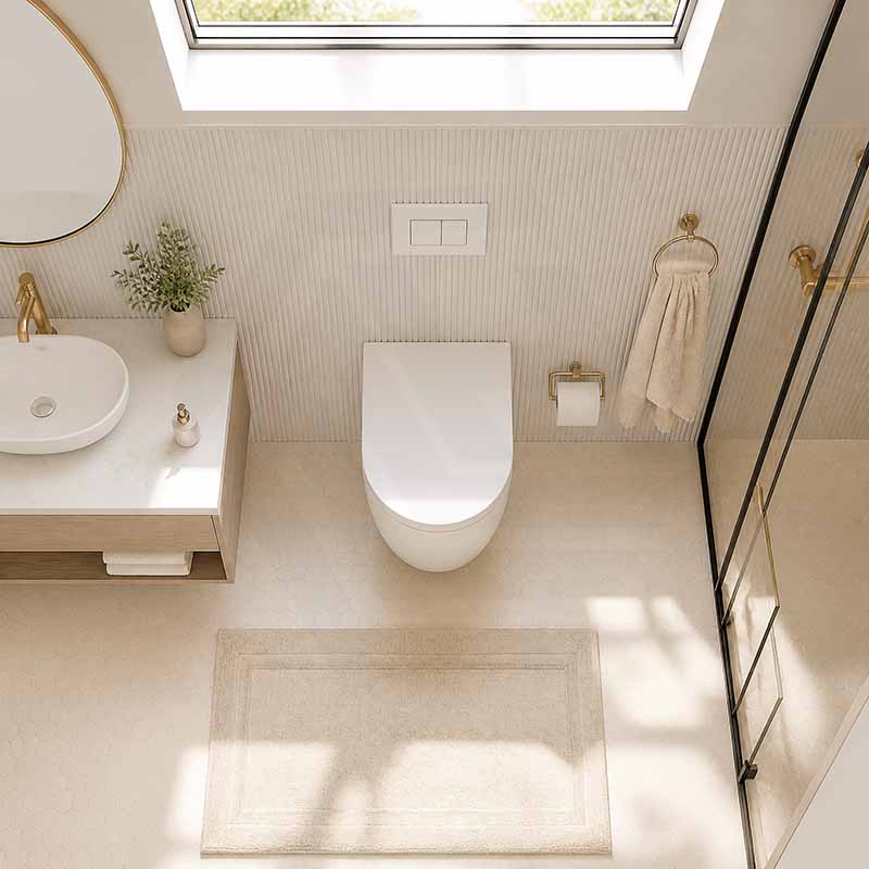 R&T Frameless Inwall Concealed Cistern with Tornado Rimless Wall Faced Toilet Pan with Push Button VORTEX Flushing 400x570x360mm
