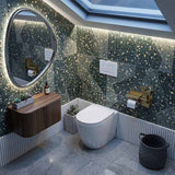 R&T Frameless Inwall Concealed Cistern with Tornado Rimless Wall Faced Toilet Pan with Push Button VORTEX Flushing 400x570x360mm