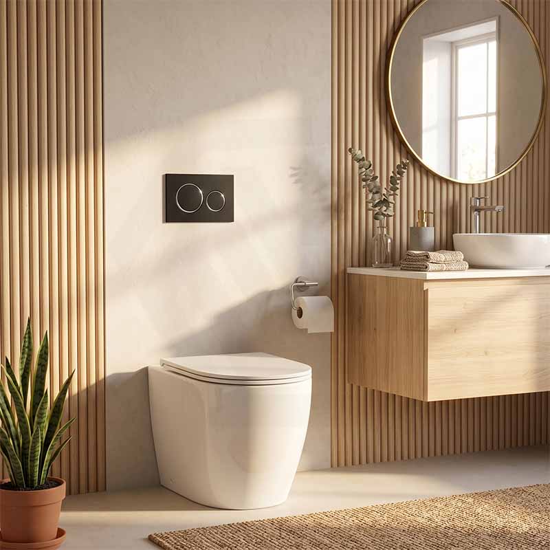 R&T Frameless Inwall Concealed Cistern with Tornado Rimless Wall Faced Toilet Pan with Push Button VORTEX Flushing 400x570x360mm