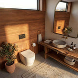 R&T Frameless Inwall Concealed Cistern with Tornado Rimless Wall Faced Toilet Pan with Push Button VORTEX Flushing 400x570x360mm