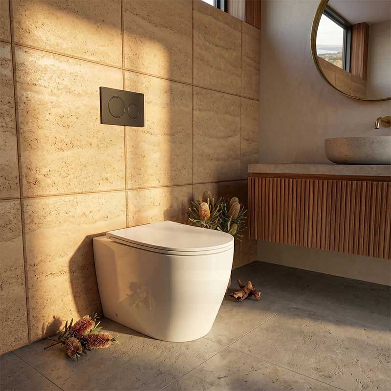 R&T Frameless Inwall Concealed Cistern with Tornado Rimless Wall Faced Toilet Pan with Push Button VORTEX Flushing 400x570x360mm