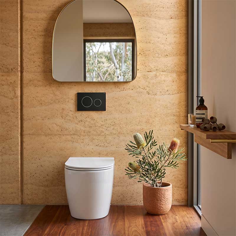 R&T Frameless Inwall Concealed Cistern with Tornado Rimless Wall Faced Toilet Pan with Push Button VORTEX Flushing 400x570x360mm