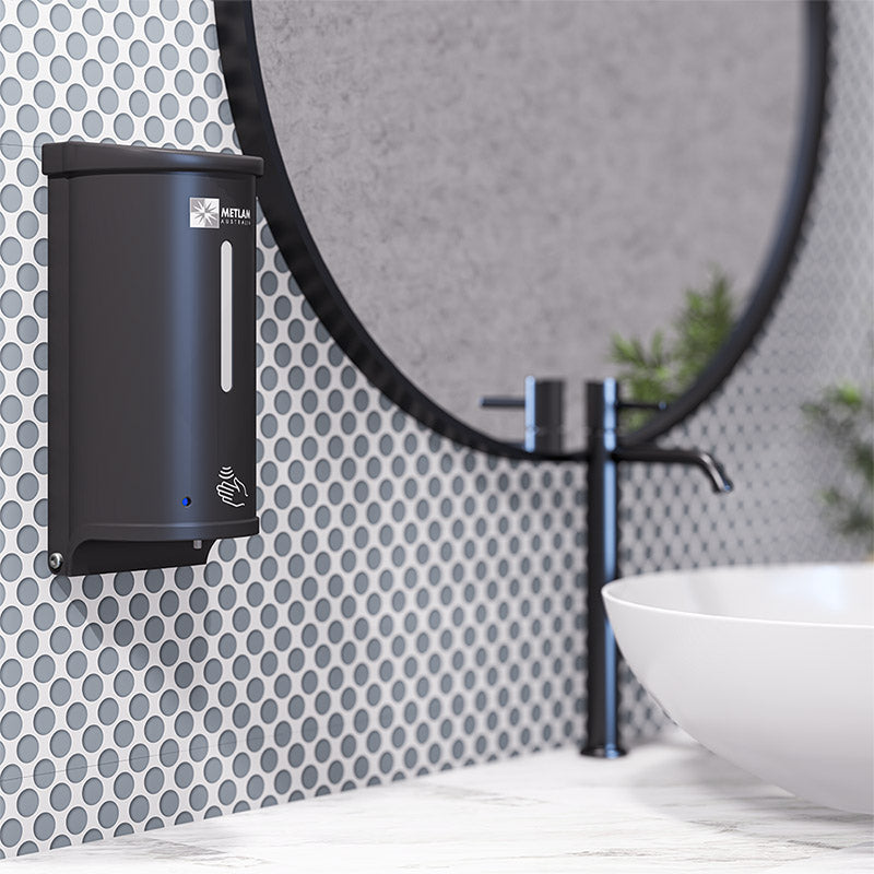 Metlam 800ml Vertical Auto Foam Soap Dispenser Stainless Steel Surface Mounted Matt Black