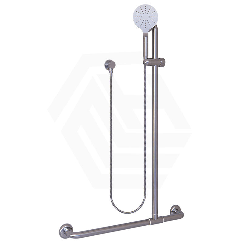 Metlam Round Universal Sliding Shower Rail Kit With Handheld Chrome Stainless Steel
