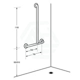 Metlam Round Offset Flush Shower Grab Rail Kit Right Hand Mounted With Handheld Chrome Stainless