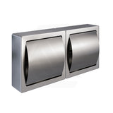 Double Toilet Roll Holder With Hood in Satin Stainless Steel