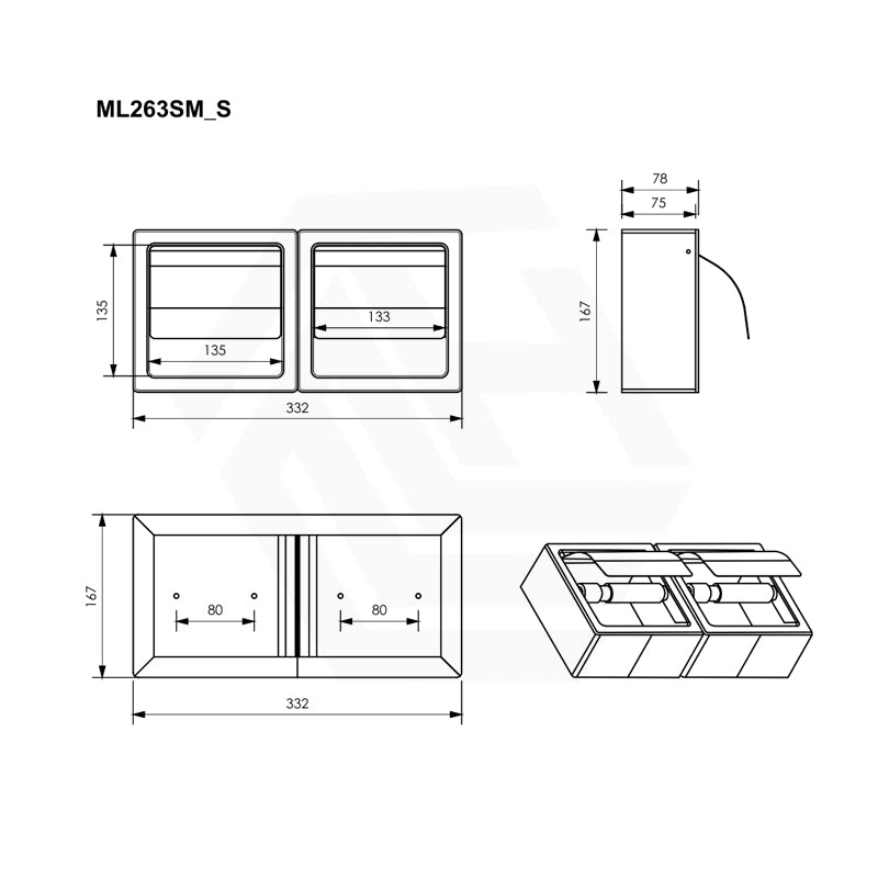 Double Toilet Roll Holder With Hood in Satin Stainless Steel