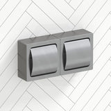 Double Toilet Roll Holder With Hood in Satin Stainless Steel