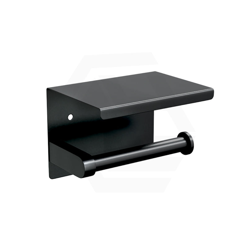 Metlam Single Toilet Roll Holder With Shelf Top Designer Black