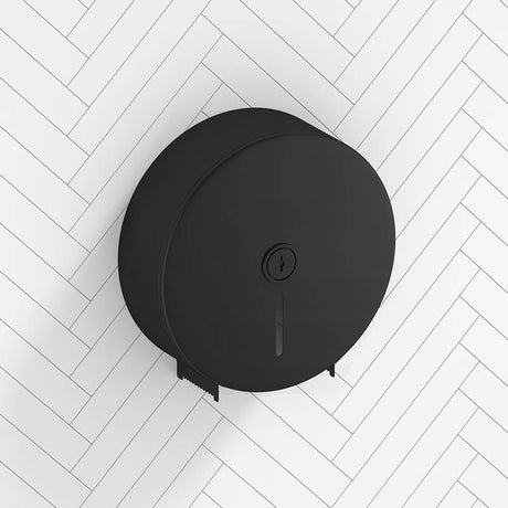 Metlam Stainless Steel Single Lockable Jumbo Toilet Roll Dispenser Matt Black Tissue