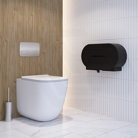 Metlam Stainless Steel Double Jumbo Toilet Roll Dispenser Matt Black