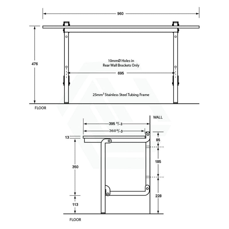 Metlam Compact Laminate Folding Shower Seat With Legs