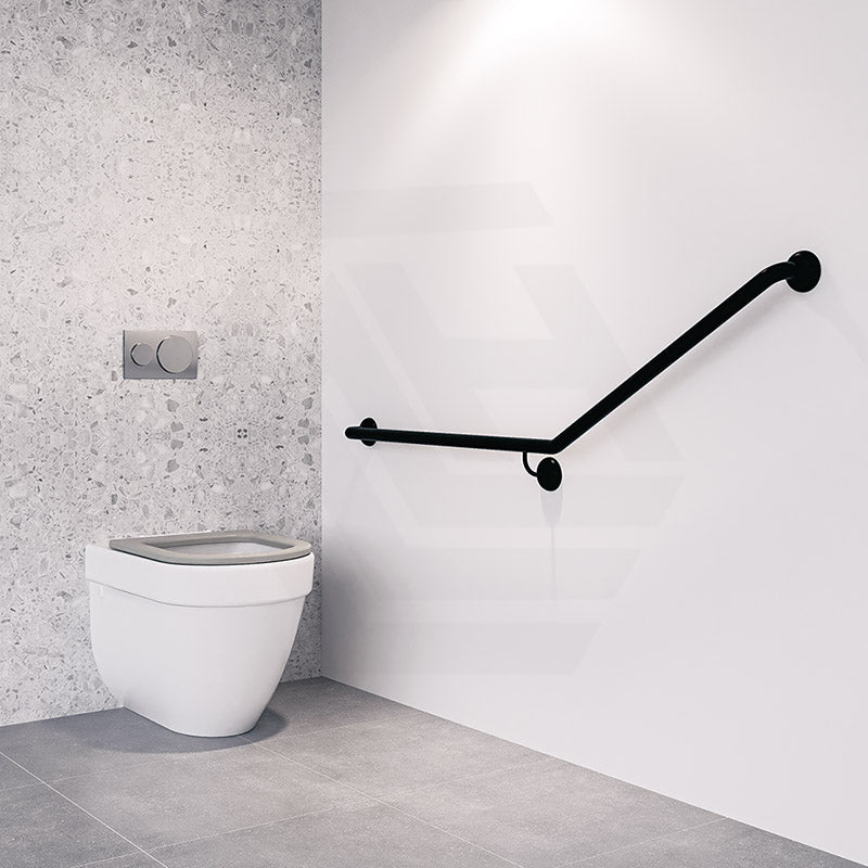 Metlam 840x700mm Left/Right Hand 30° Flush Mount Side Wall Grab Rail in Designer Black
