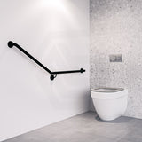 Metlam 840x700mm Left/Right Hand 30° Flush Mount Side Wall Grab Rail in Designer Black