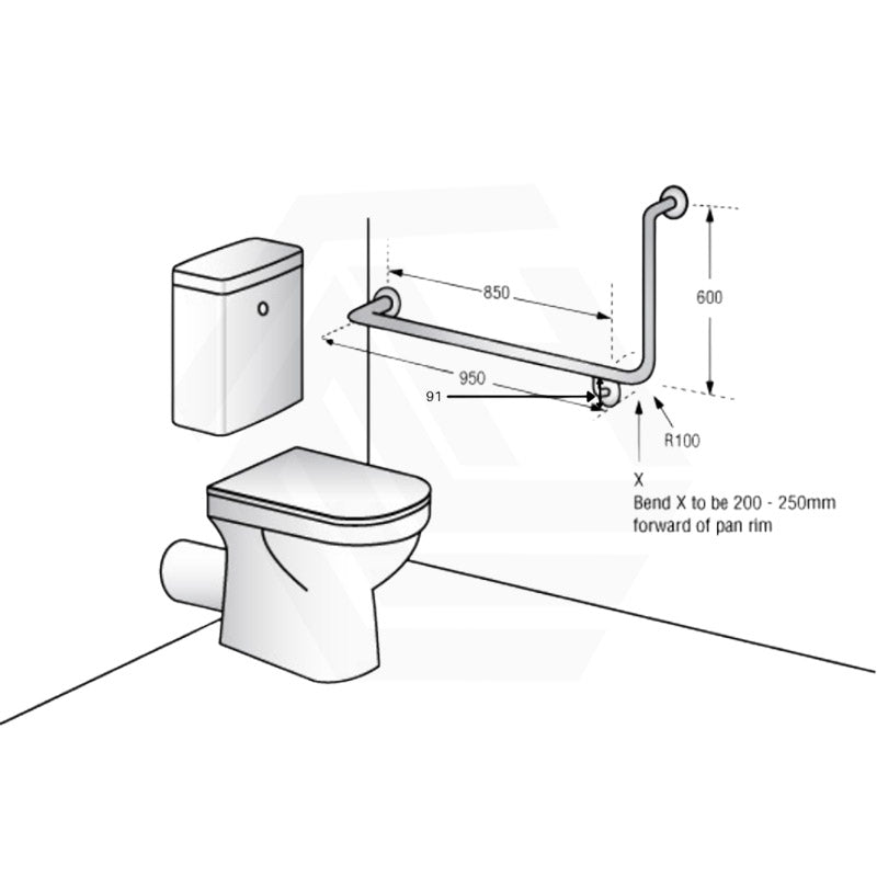 Metlam 950x600mm 90° Assist Grab Rail Ambulant Accessories Special Needs Stainless Steel 304