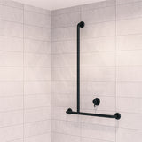 Metlam 700x1100mm Ambulant Shower Grab Rail Flush Mount in Designer Black/Satin Stainless Steel