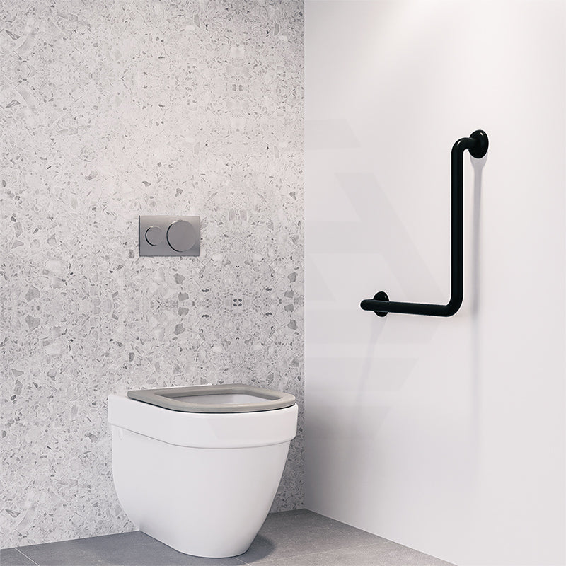 Metlam 450x450mm Universal 90° Ambulant Grab Rail in Designer Black/Satin Stainless Steel