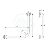Metlam Universal 90° Ambulant Grab Rail 450X450Mm In Designer Black Safety Bars