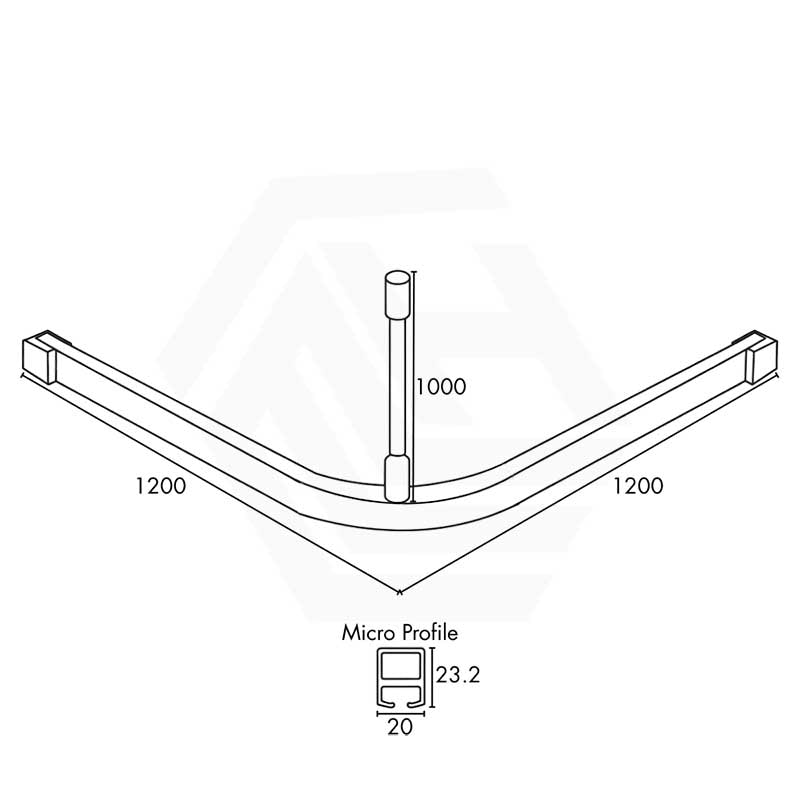 Metlam 1200/1600mm L Bend Shower Curtain Track System in Designer Black Cut to size