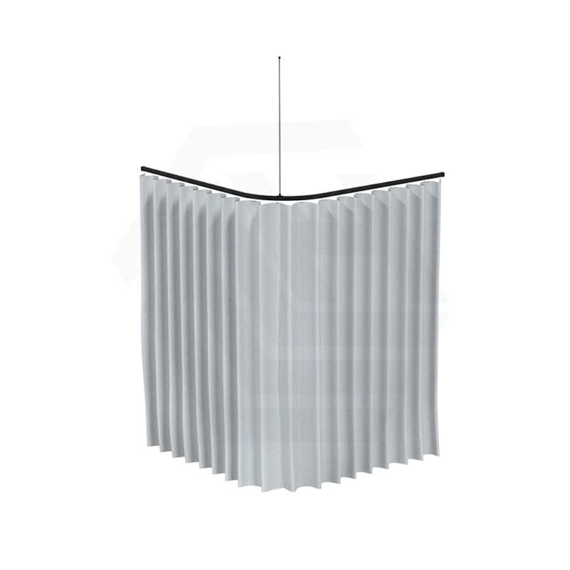 Metlam 1200/1600mm L Bend Shower Curtain Track System in Designer Black Cut to size