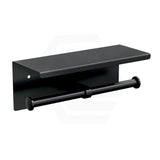 Metlam Double Toilet Roll Holder with Shelf Top Designer Black