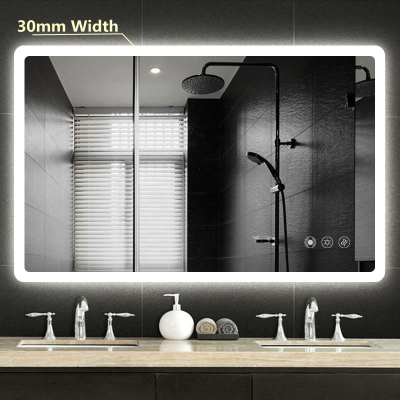 Round Angle Frameless LED Wall Mirror Motion Sensor - MyHomeware