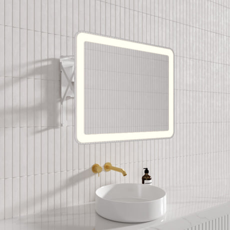 650/800Mm Pull Out Led Mirror White Mechanism Framed Automatic Light Mirrors