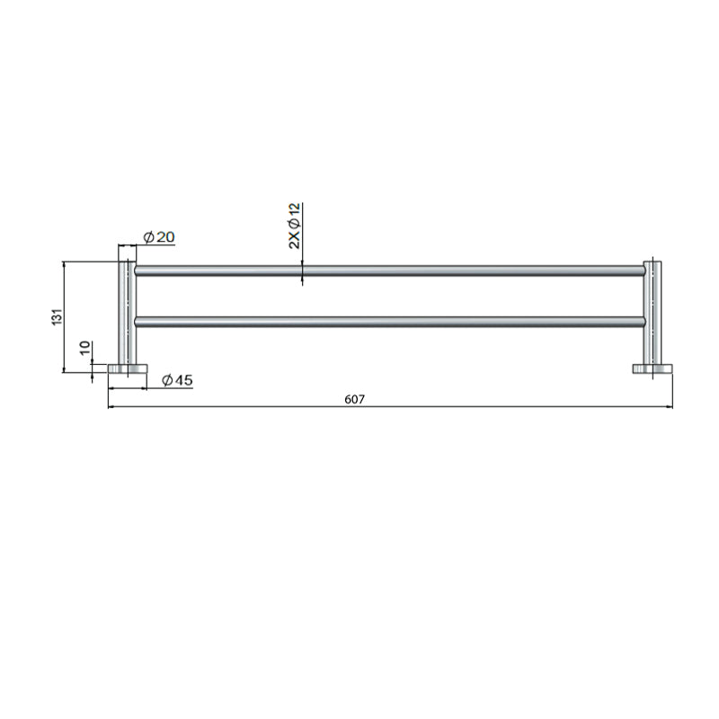 Meir 600/900mm Round Solid Brass Double Towel Rail Variant Colour Available