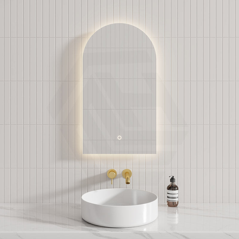 450/500/600/800/900mm Arch LED Mirror Touch Sensor Switch 3 Colours Lighting Acrylic Backlit Vertical Installation