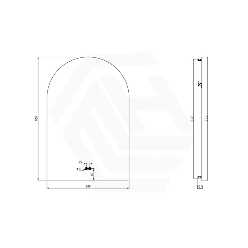 450/500/600mm Arch LED Mirror Auto Sensor 3 Colours Lighting Acrylic Backlit Vertical Installation