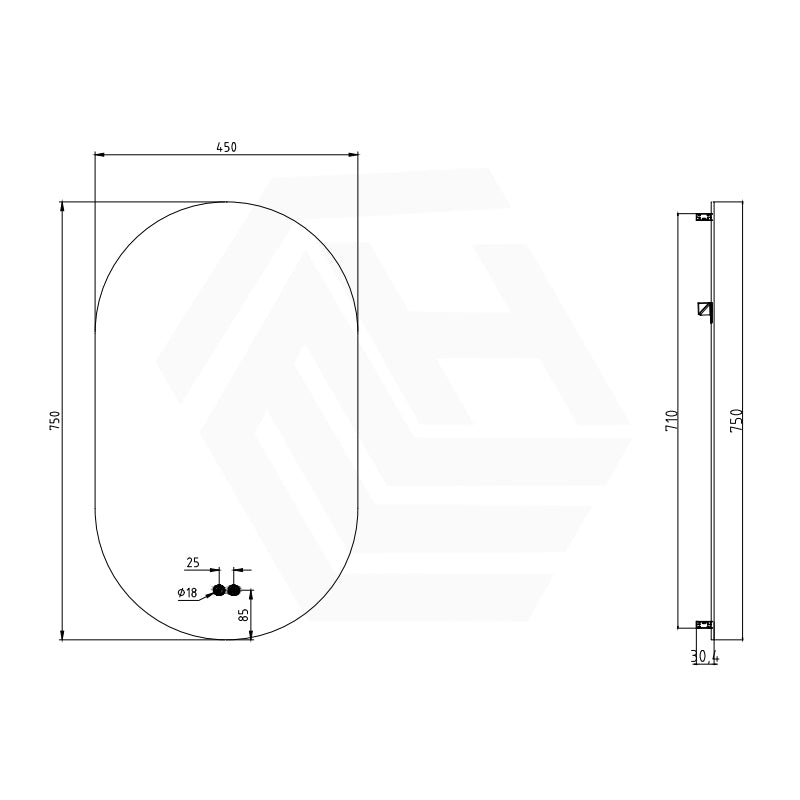 450/500/600/700/900/1200mm Oval LED Mirror Auto Sensor Switch 3 Colours Lighting Acrylic Backlit