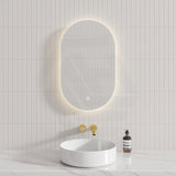 450x750mm Oval LED Mirror Touch Sensor Switch 3 Colours Lighting Acrylic Backlit Vertical