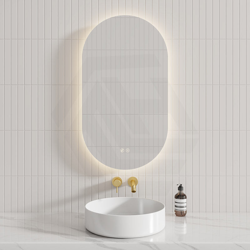 450/500/600/700/900/1200mm Oval LED Mirror Auto Sensor Switch 3 Colours Lighting Acrylic Backlit