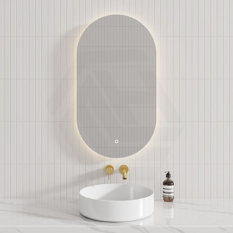 450/500/600/700/750/900/1200mm Oval LED Mirror Touch Sensor Switch 3 Colours Lighting Acrylic Backlit