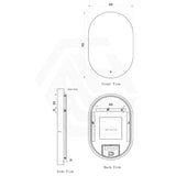 600x900mm Oval LED Mirror Touch Sensor Switch 3 Colours Lighting Acrylic Backlit Vertical Dimension